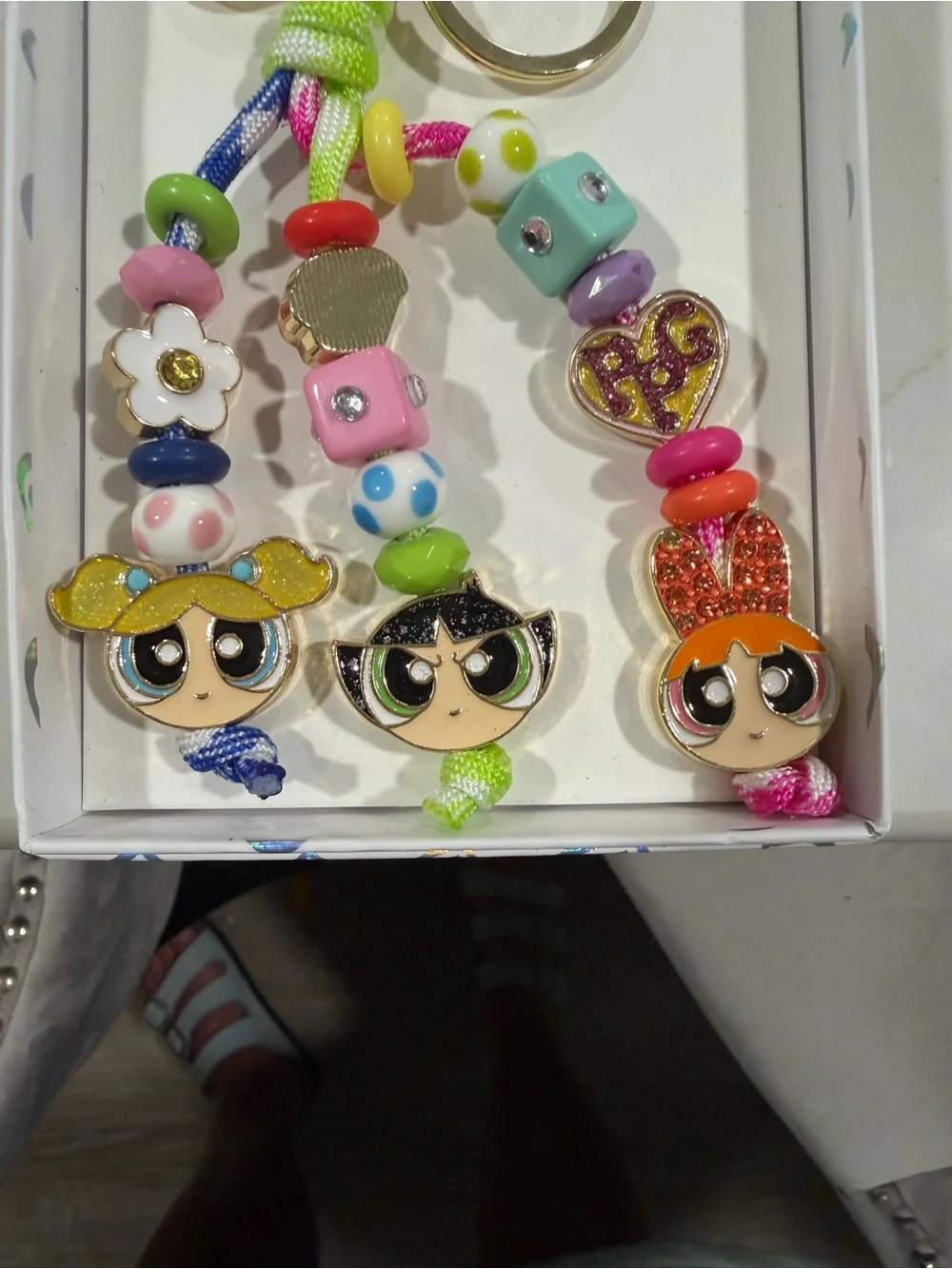 BaubleBar Kids Powerpuff Girls Multicolor Beaded Keychain Trio